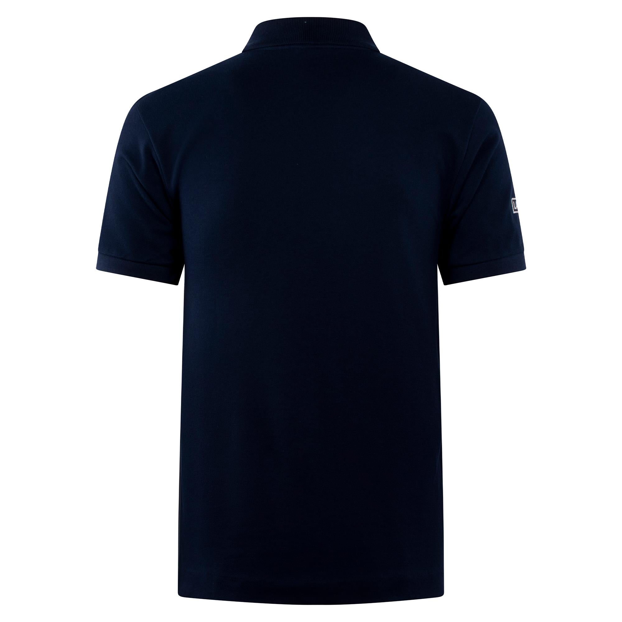 Lacoste Mens Contrast Band Paris Polo Shirt Navy